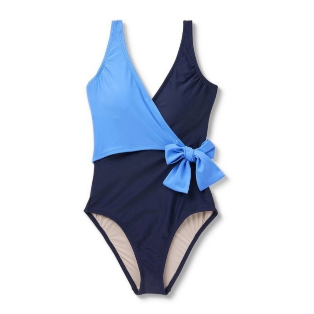 Kona Sol Women's Wrap Tie Colorblock Medium Coverage One Piece Swimsuit
